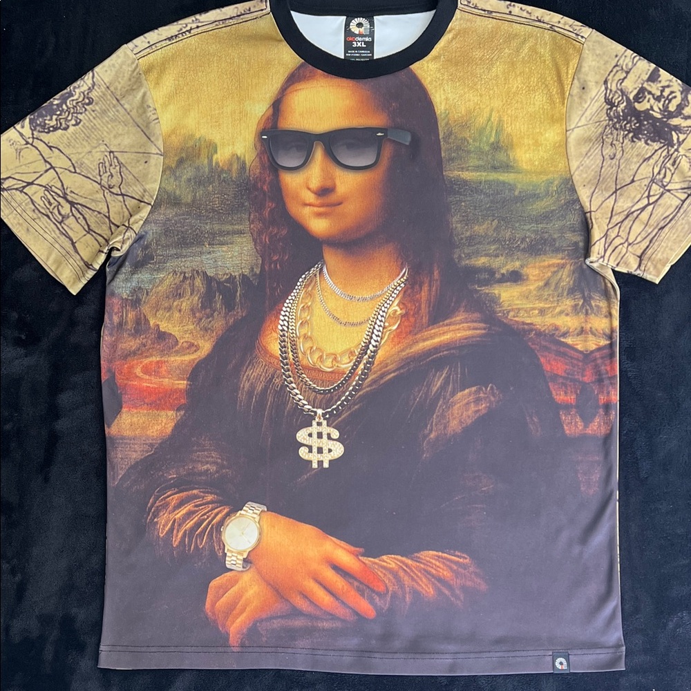 Akademiks Brown and Black Mona Lisa Graphic Tee